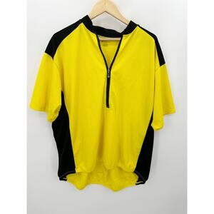 Aero Tech Designs Cyclewear Shirt Men XXL Yellow Black 3/4 Zip Short Sleeve Bike